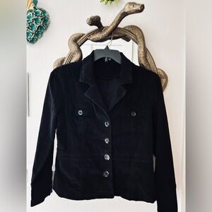 Women’s Black Stretch Corduroy Safari/Utility  Blazer Size: Large